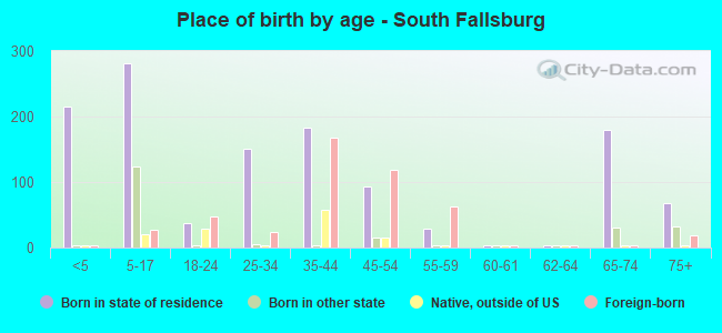 Place of birth by age -  South Fallsburg