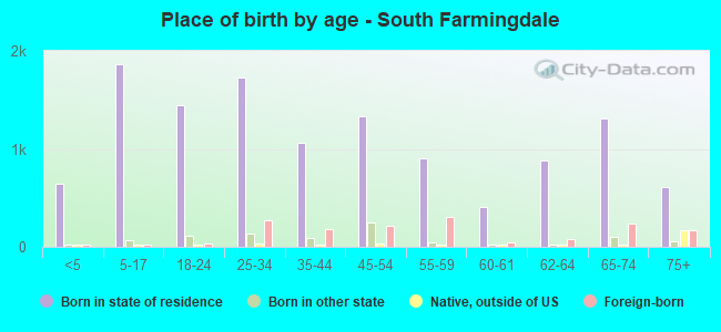 Place of birth by age -  South Farmingdale