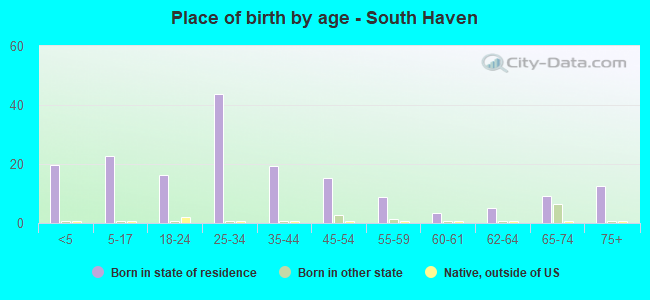 Place of birth by age -  South Haven