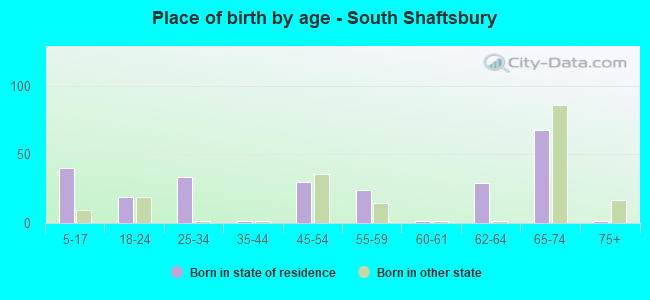 Place of birth by age -  South Shaftsbury