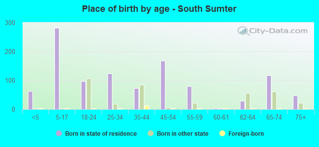 Place of birth by age -  South Sumter