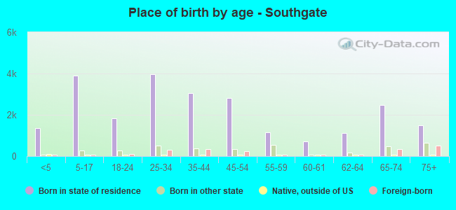 Place of birth by age -  Southgate