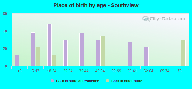 Place of birth by age -  Southview