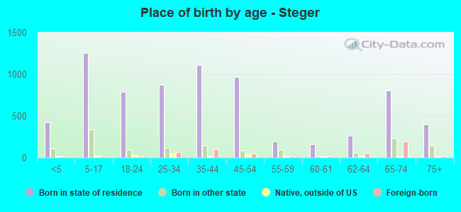 Place of birth by age -  Steger