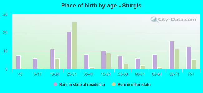 Place of birth by age -  Sturgis
