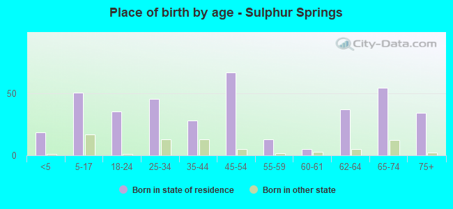 Place of birth by age -  Sulphur Springs