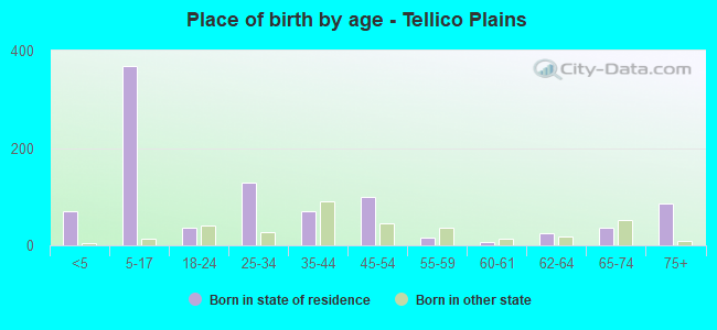 Place of birth by age -  Tellico Plains