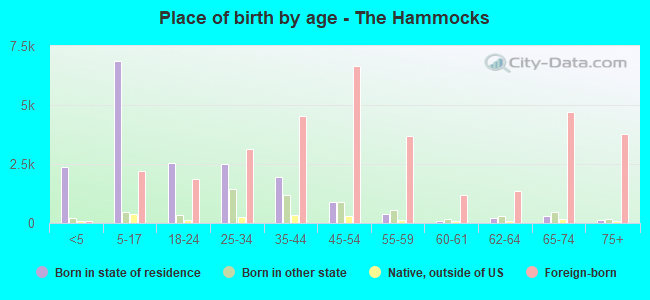 Place of birth by age -  The Hammocks