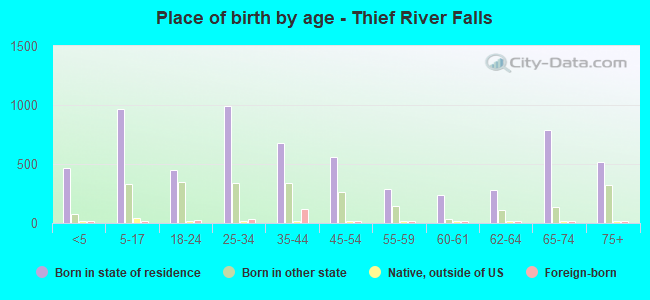 Place of birth by age -  Thief River Falls