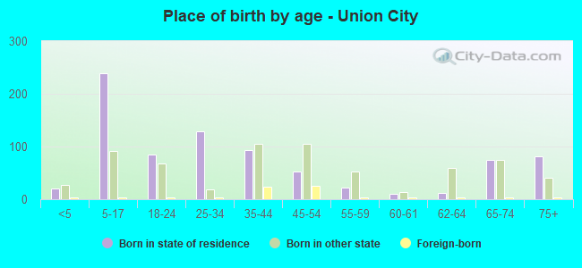 Place of birth by age -  Union City