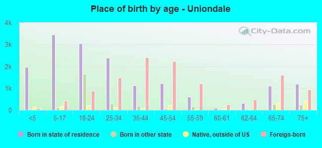 Place of birth by age -  Uniondale