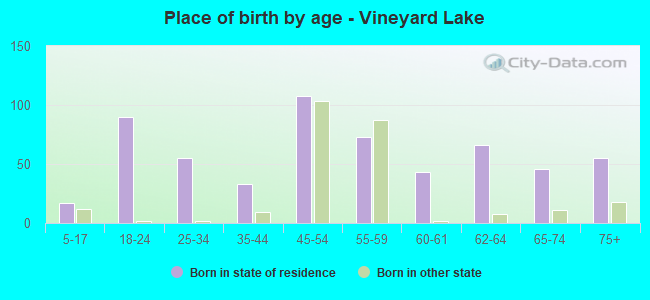 Place of birth by age -  Vineyard Lake