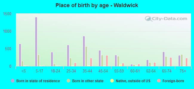 Place of birth by age -  Waldwick