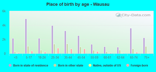 Place of birth by age -  Wausau