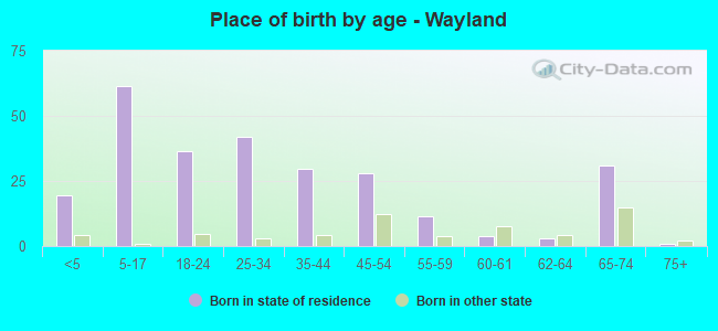 Place of birth by age -  Wayland
