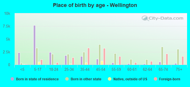 Place of birth by age -  Wellington