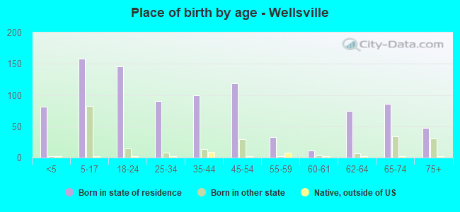 Place of birth by age -  Wellsville