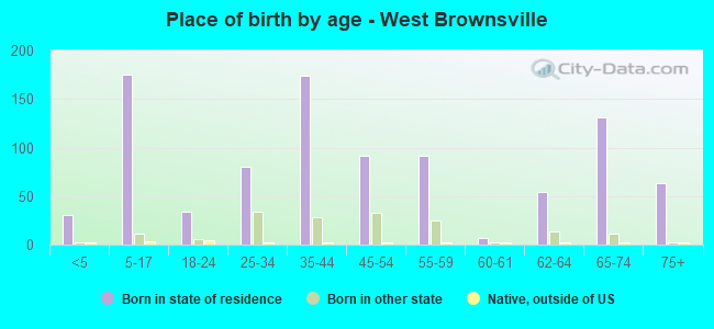Place of birth by age -  West Brownsville
