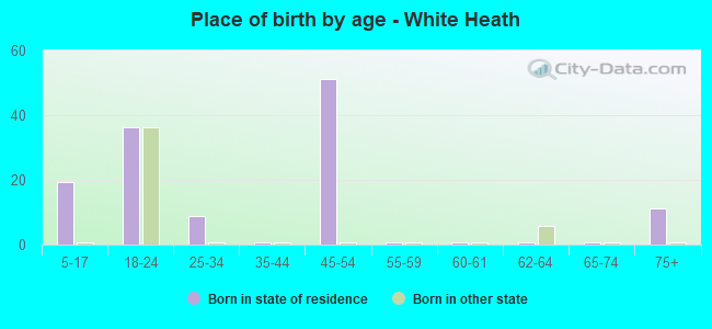 Place of birth by age -  White Heath