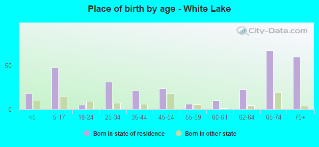 Place of birth by age -  White Lake