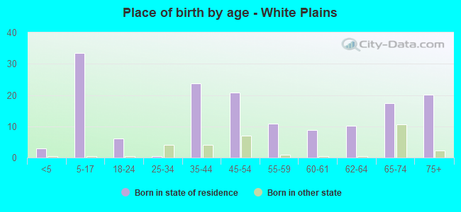 Place of birth by age -  White Plains