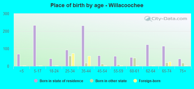 Place of birth by age -  Willacoochee
