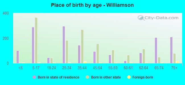 Place of birth by age -  Williamson