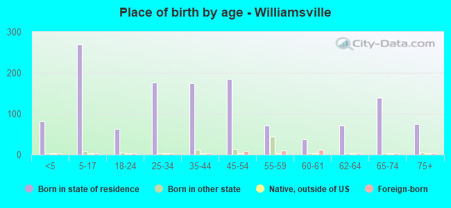 Place of birth by age -  Williamsville