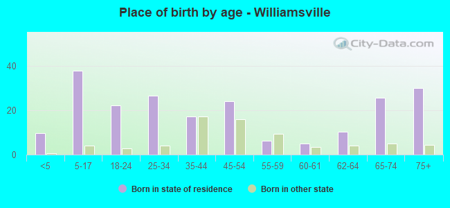 Place of birth by age -  Williamsville