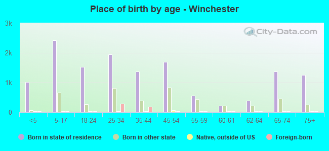 Place of birth by age -  Winchester