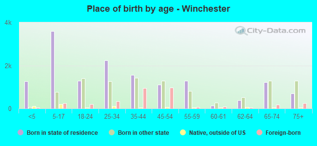 Place of birth by age -  Winchester