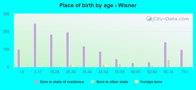 Place of birth by age -  Wisner