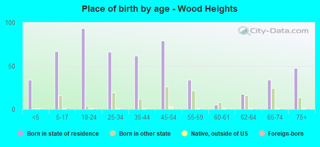 Place of birth by age -  Wood Heights