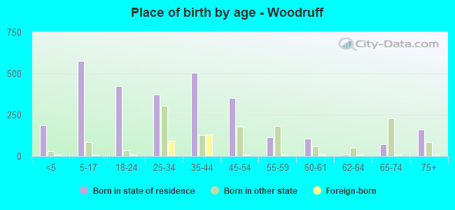Place of birth by age -  Woodruff