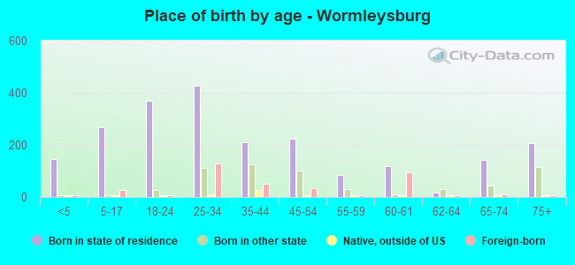 Place of birth by age -  Wormleysburg