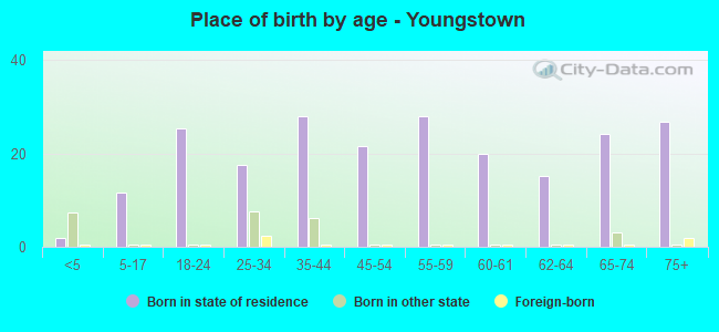 Place of birth by age -  Youngstown