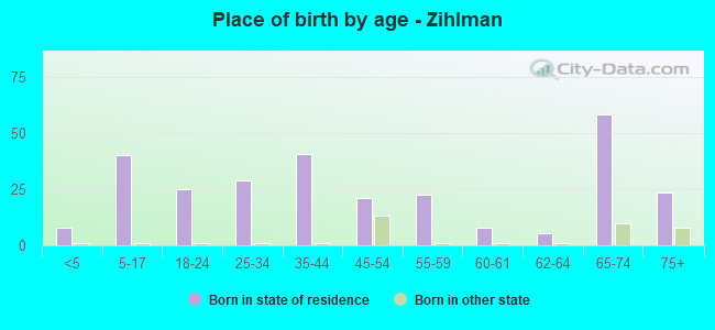 Place of birth by age -  Zihlman