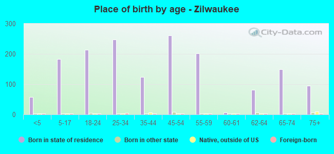 Place of birth by age -  Zilwaukee