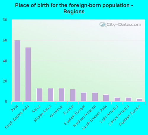 Place of birth for the foreign-born population - Regions