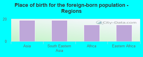 Place of birth for the foreign-born population - Regions