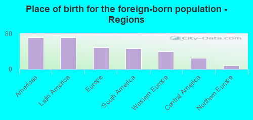 Place of birth for the foreign-born population - Regions