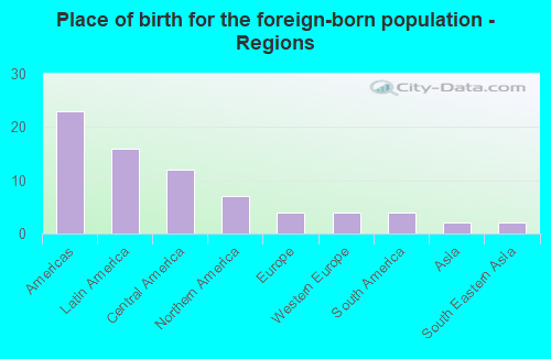 Place of birth for the foreign-born population - Regions