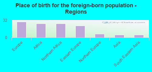 Place of birth for the foreign-born population - Regions