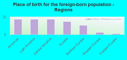 Place of birth for the foreign-born population - Regions