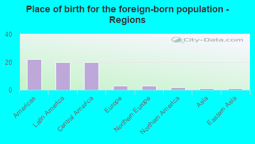 Place of birth for the foreign-born population - Regions