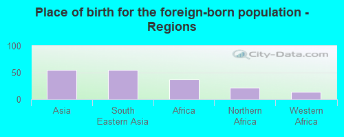 Place of birth for the foreign-born population - Regions