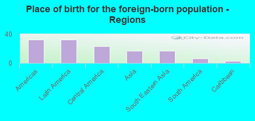 Place of birth for the foreign-born population - Regions