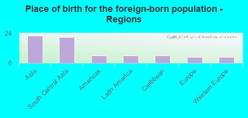 Place of birth for the foreign-born population - Regions