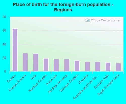 Place of birth for the foreign-born population - Regions