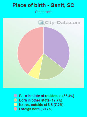 Place of birth - Gantt, SC